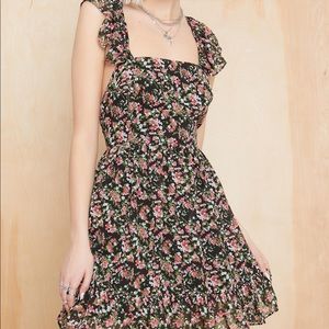 Dolls Kill Floral Apron Dress Open Back
